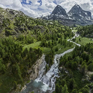 Cascade of waterfalls, Shinok River, Tog-Altai. Altai Republic, Russia