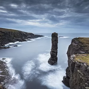 Yesnaby sea stack in stormy light, Orkney, Scotland, October 2014