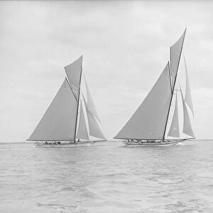 The 19-metre class Norada & Mariquita racing close-hauled, 1913. Creator