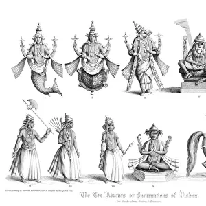 The Ten Abatars or Incarnations of Vishnu. Artist: A Thom