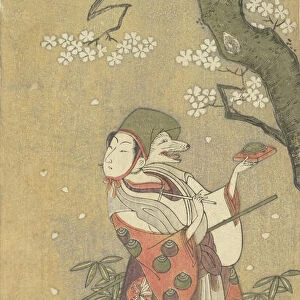 An Actor in the Fox Dance from the Drama, "The Thousand Cherry Trees", 1723-1792. Creator: Ippitsusai Buncho