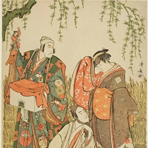 The Actors Ichikawa Yaozo III as Shiragiku, Ichikawa Danjuro V as the puppeteer Dekurokube... 1785. Creator: Torii Kiyonaga