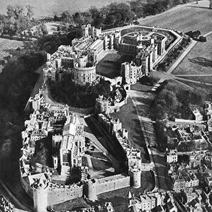 Aerial view of Windsor Castle, with St Georges Chapel in the foreground, 1935