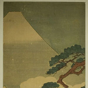 Ariwara no Narihira passing Mount Fuji on his journey to the East, c. 1845/46. Creator: Ando Hiroshige
