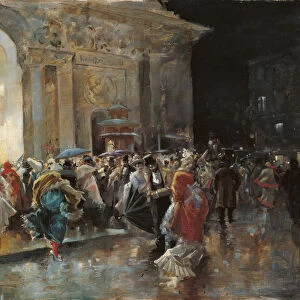 Arriving at the Theatre on a Night of a Masked Ball. Artist: Lucas Villaamil, Eugenio (1858-1919)