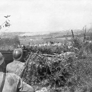Artillery barrage before an advance, Aisne, France, 2 September 1918
