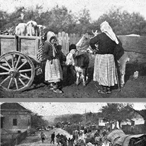 Au debut de l'Invasion de la Serbie. --Scenes de l'exode des populations serbes devant... 1916. Creator: R. Marianovitch