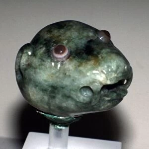 Aztec Nefrite Head of a Jaguar, 1300-1521
