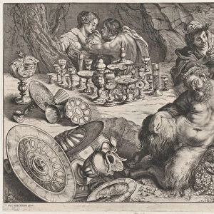 Bacchus and drunken Silenus, 1640-60. Creator: Frans van den Wyngaerde