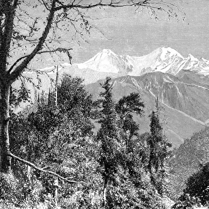 The Banderpunch mountains, India, 1895. Artist: Charles Barbant