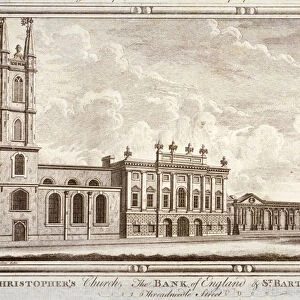 Bank of England, St Christopher-le-Stocks and St Bartholomew-by-the-Exchange, London, c1775