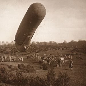Barrage balloon, Somme, northern France, c1914-c1918