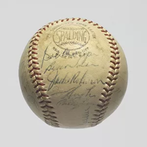 Baseball signed by the 1953 Brooklyn Dodgers team, 1953. Creator: Spalding