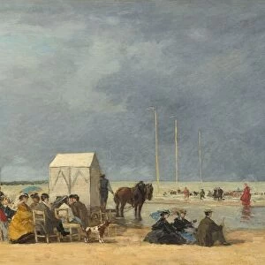 Bathing Time at Deauville, 1865. Creator: Eugene Louis Boudin