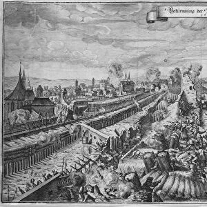 The Battle of Prague on October 1648, 1648. Creator: Merian, Matthaus, the Elder (1593-1650)
