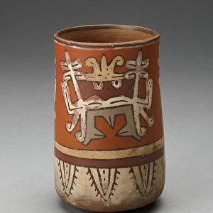 Beaker Depicting Highly Abstracted Face or Mask, 180 B. C. / A. D. 500. Creator: Unknown
