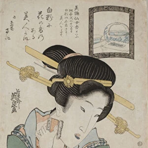 The Bien Senjoko face powder, c. 1824. Creator: Eisen, Keisai (1790-1848)