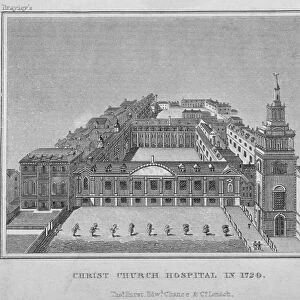 Bird s-eye view of Christs Hospital as it was in 1720, City of London, 1829. Artist