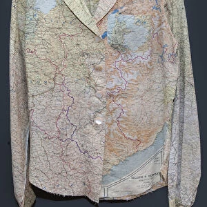Blouse made from a silk escape map, 1940s. Creator: Unknown