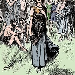 Boudicca (Boadicea) lst century British queen of the Iceni, rallying her troops, c1900
