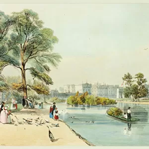 Buckingham Palace from St. James Park, plate eleven from Original Views of London as It Is