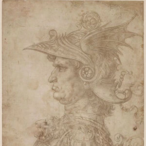 A bust of a warrior in profile to left, 1475-1480. Creator: Leonardo da Vinci (1452-1519)