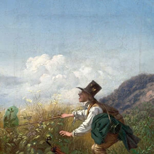 The butterfly catcher (Botanist), c. 1837. Creator: Spitzweg, Carl (1808-1885)
