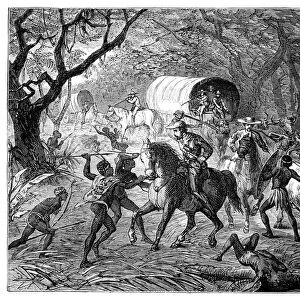 The Caffre War: Natives attacking a convoy, 19th century
