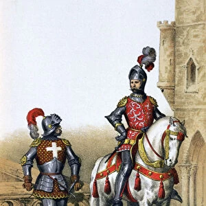 Captain of the archers in Paris and a cavalier, 15th century, (1887). Artist: A Lemercier