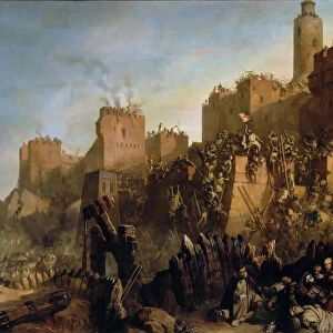 The capture of Jerusalem by Jacques de Molay in 1299. Artist: Jacquand, Claude (1803-1878)