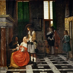 Card Players in an Opulent Interior. Artist: Hooch, Pieter, de (1629-1684)