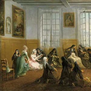 The Carmelite Nuns in the Warming Hall, mid 18th century. Artist: Charles Guillot