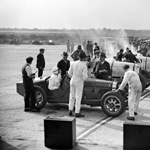 Cars on the start line, Surbiton Motor Club race meeting, Brooklands, Surrey, 1928