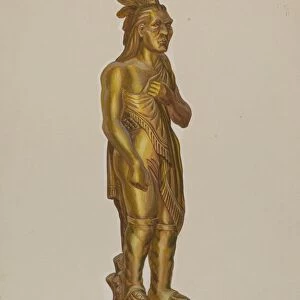 Carved Wooden Indian, 1935 / 1942. Creator: Verna Tallman