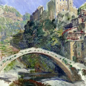 Print of The Castle of Dolceacqua in Oil on Canvas Print of The Castle of Dolceacqua in Oil on Canvas