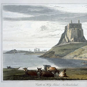 Castle on Holy Island, Northumberland, 1822. Artist: William Daniell