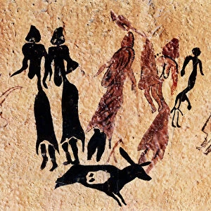 Cave paintings typical of the Levantine art, found in the Roca dels Moros or Cogull Cave