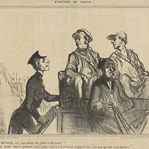 Ce messieurs ont... du gibier a déclarer?... 19th century. Creator: Honore Daumier