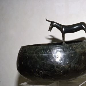 Celtic Bronze Bowl with Cow and Calf from Halstatt, Austria. Celtic Iron Age. c. 6th-8th century BC
