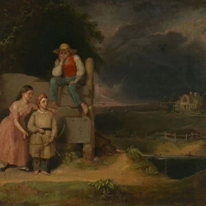 Children in a Storm, ca. 1830. Creator: Thomas Le Clear