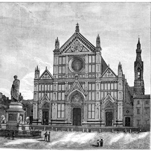 The church and piazza of Santa Croce Basilica, Florence, Italy, 1882