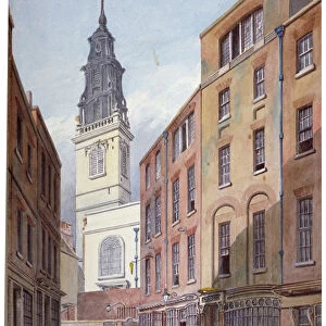 Church of St Michael, Crooked Lane and part of Crooked Lane, City of London, c1815
