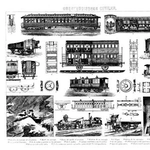 Civil constructions, different types of train cars, joining systems, brakes and wheels