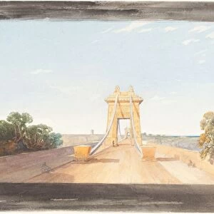 Clifton Suspension Bridge near Bristol, c. 1832. Creator: James Bulwer