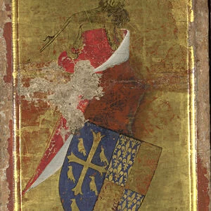 The coat of arms of Richard II of England (The outside panel of the Wilton Diptych), Between 1395 and 1399. Artist: Wilton Master (active 1395 - 1399)