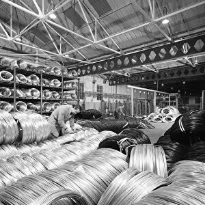 Coils of steel wire, Tinsley Wire Co, Sheffield, South Yorkshire, 1972