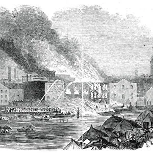 Conflagration at Sir C. Prices Wharf, Blackfriars, 1845. Creator: Unknown