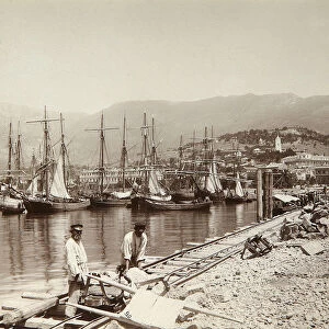 The construction of a pier in Yalta, Crimea, late 19th century(?)