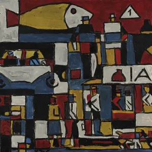Konstruktiv mit Straße und Fisch, 1946. Künstler: Torres-Garcia, Joaquin (1874-1949) Konstruktiv mit Straße und Fisch, 1946. Künstler: Torres-Garcia, Joaquin (1874-1949)