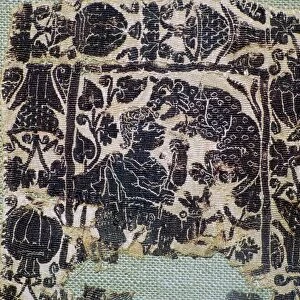Coptic Textie of a panther attacking a man, 6th century